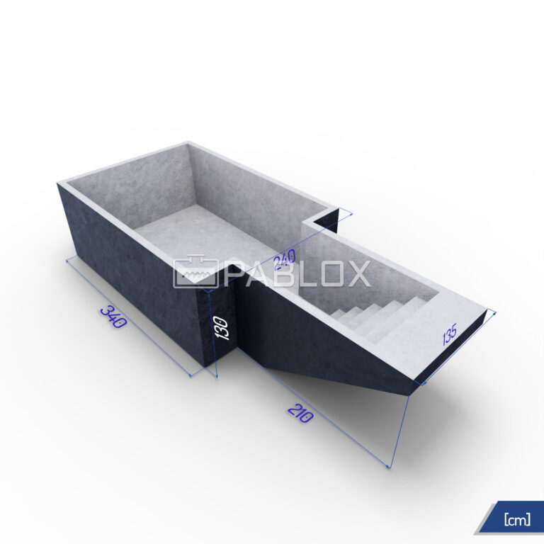 Betonový bazén 550 × 240 × 130 - schody 135 cm