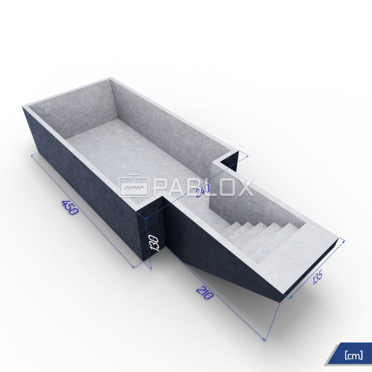 Betonový bazén 660 × 240 × 130 - schody 135 cm