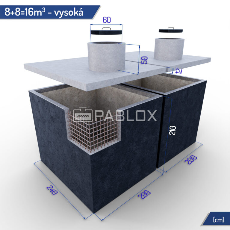 Vícekomorová betonová žumpa spojená 16 m³ - vysoká